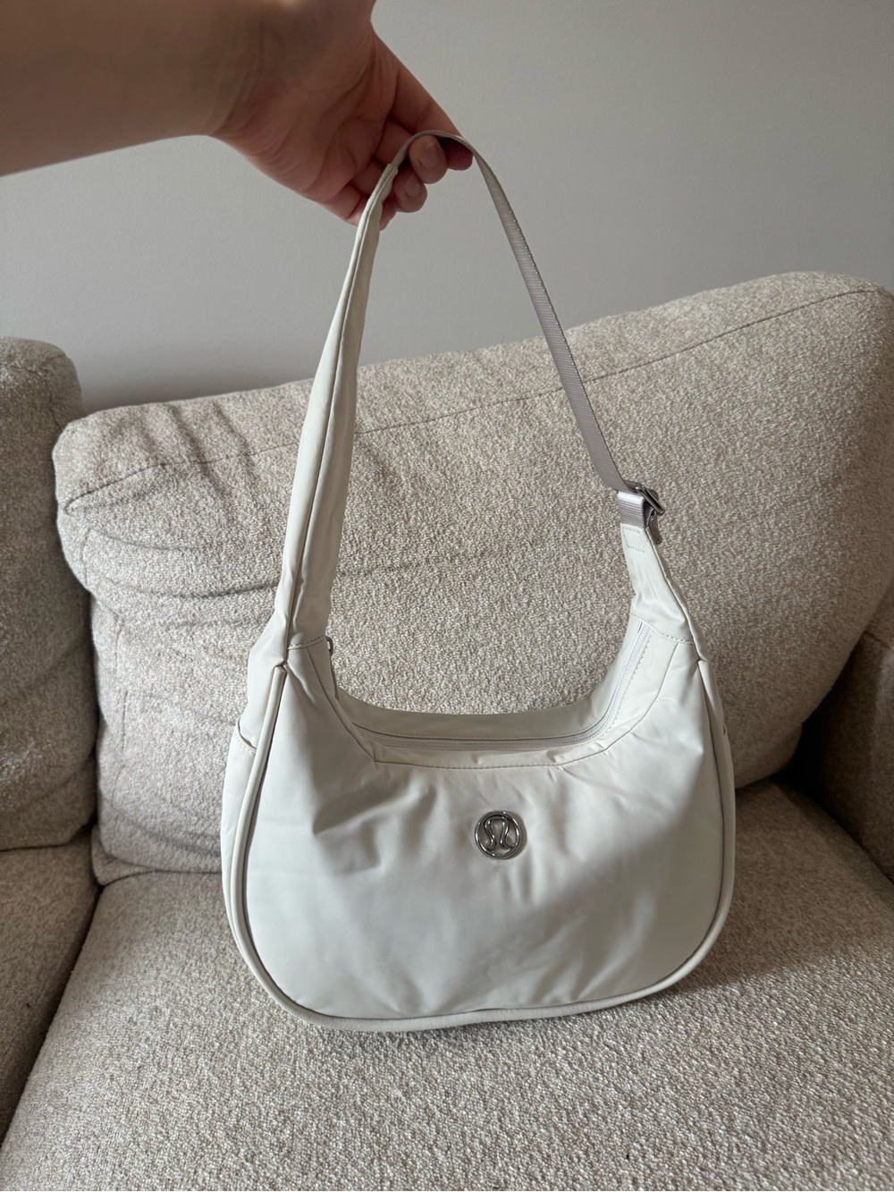 Lululemon Shoulder Bag with in Cream with Silver Logo